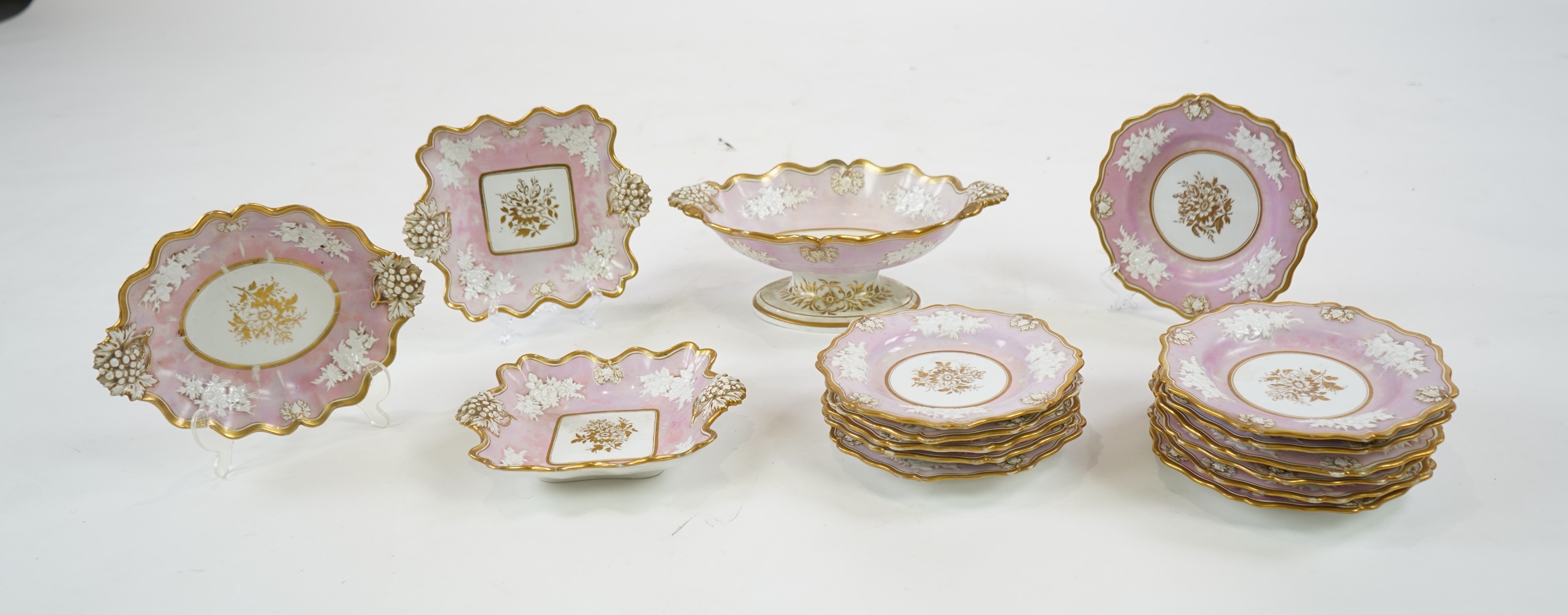 An English porcelain part dessert service, c.1825